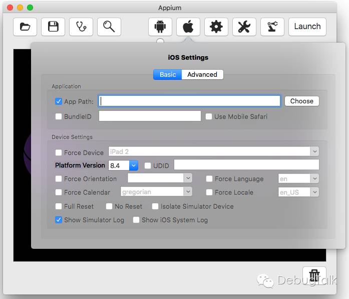 Appium initialize iOS Settings