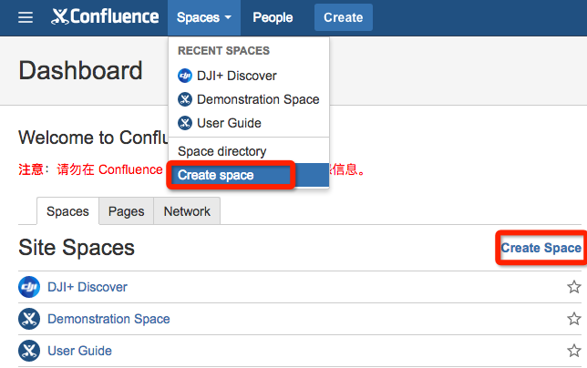 Confluence Dashboard